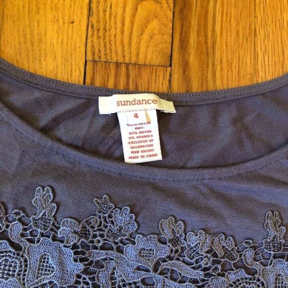 Sundance EUC Womens Light Gray Midi Dress Embroidered Soft - Size 4 - Picture 5 of 13